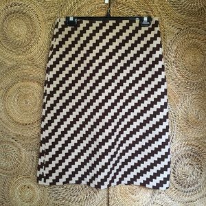 J.Crew Skirt Wool Blend Size 6 Tan Brown Chevron